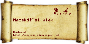 Macskási Alex névjegykártya