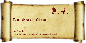 Macskási Alex névjegykártya